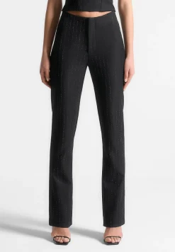 Rhinestone Tailored Straight Leg Trousers