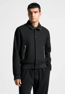 Rhinestone Wool Blend Varsity Jacket