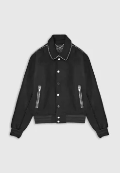 Rhinestone Wool Blend Varsity Jacket