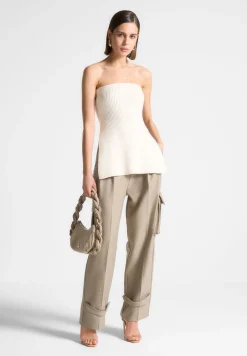 Rib Knit Longline Bandeau Top