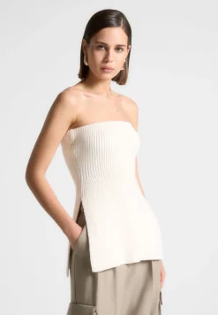 Rib Knit Longline Bandeau Top