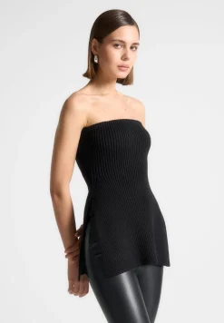 Rib Knit Longline Bandeau Top