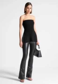 Rib Knit Longline Bandeau Top