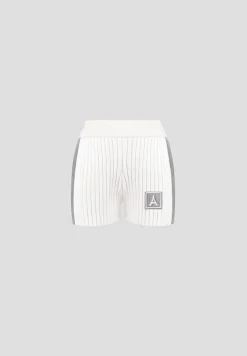 Rib Knit Track Shorts - Off White/Grey