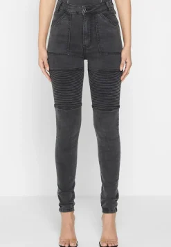Ribbed Biker Skinny Jeans