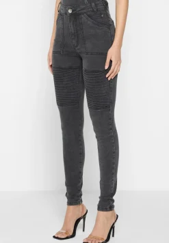 Ribbed Biker Skinny Jeans