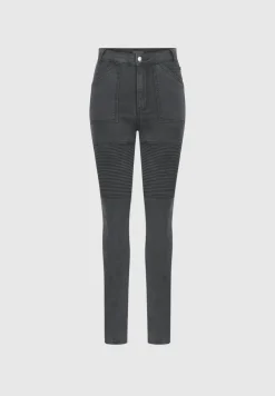 Ribbed Biker Skinny Jeans