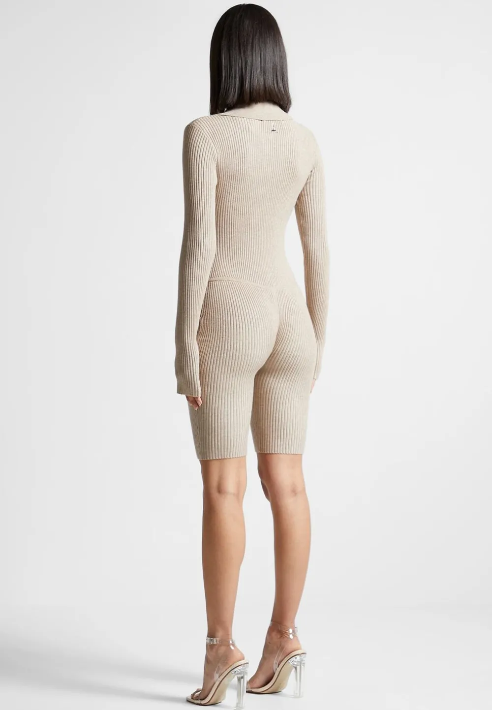 Ribbed Knit Long Sleeve Playsuit