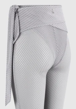 Ribbed Sheer Leggings With Tie