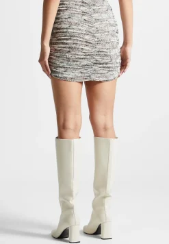 Ruched Lace Asymmetric Mini Skirt