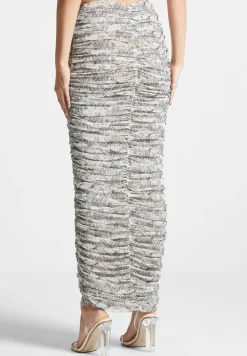 Ruched Lace Asymmetric Midaxi Skirt