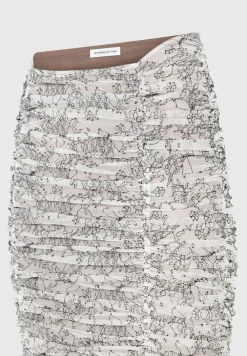 Ruched Lace Asymmetric Midaxi Skirt