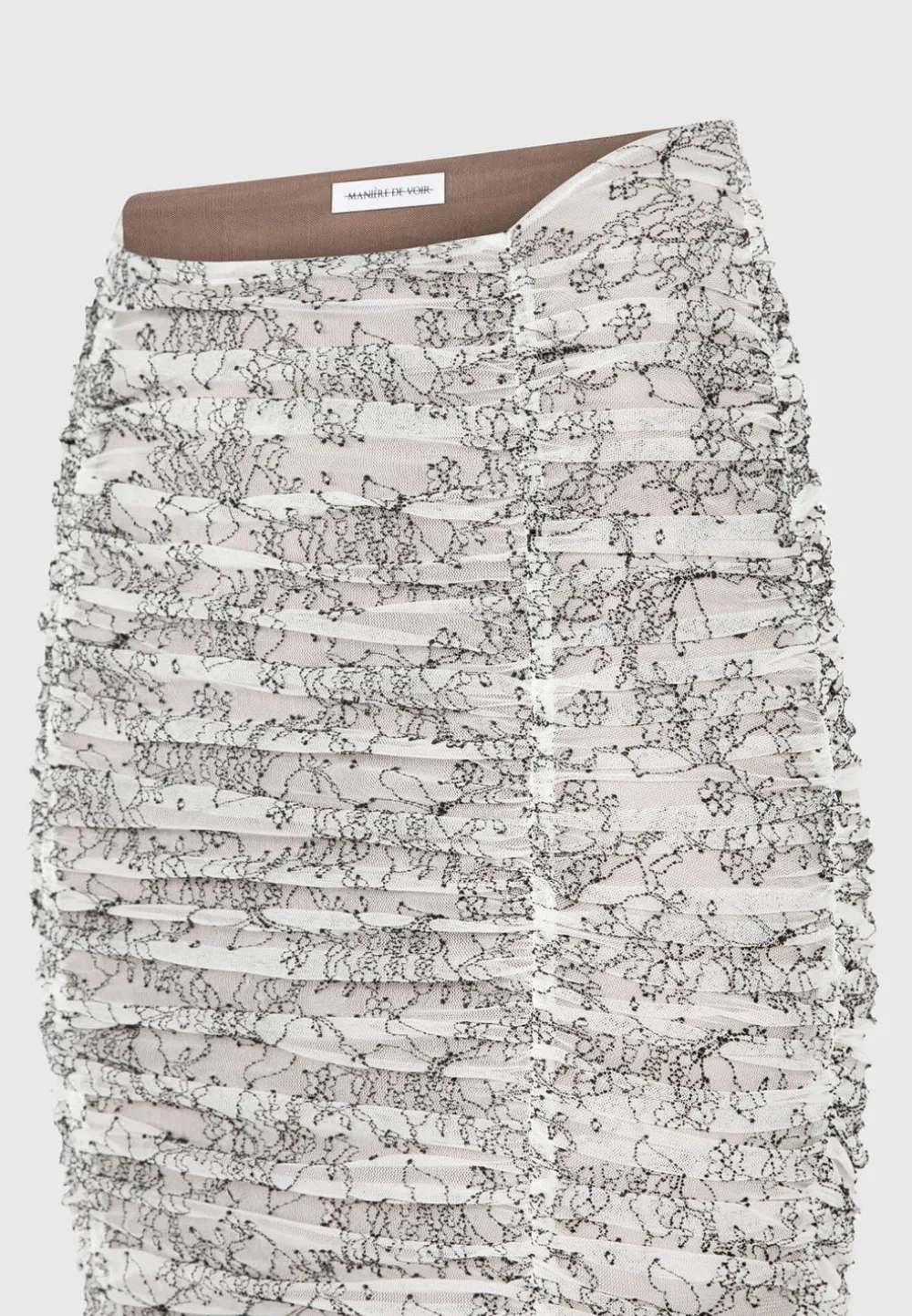 Ruched Lace Asymmetric Midaxi Skirt