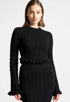 Ruffle Hem Ribbed Knit Top