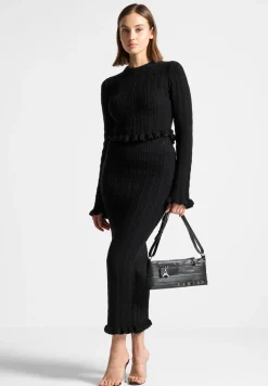 Ruffle Hem Ribbed Knit Top