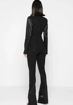 Satin And Bandage Flared Jumpsuit