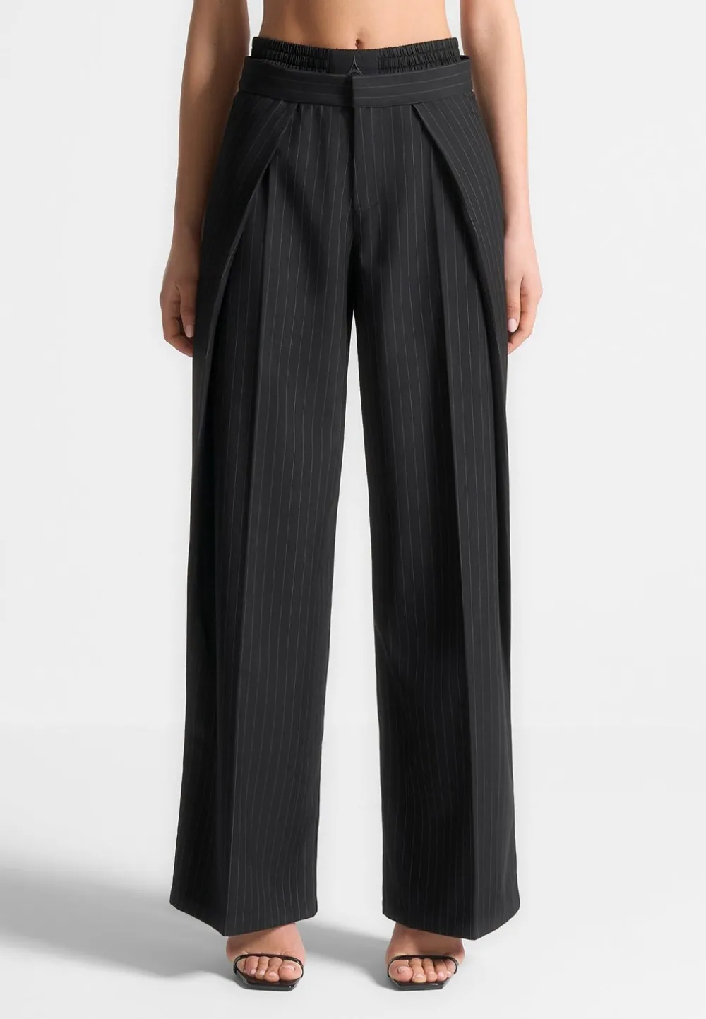 Satin Waistband Pinstripe Trousers