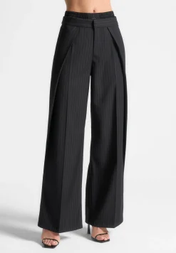 Satin Waistband Pinstripe Trousers