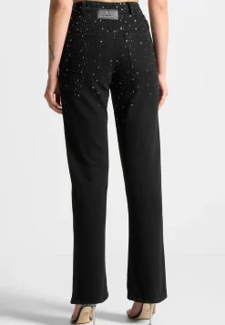 Scattered Rhinestone Mini Flare Jeans
