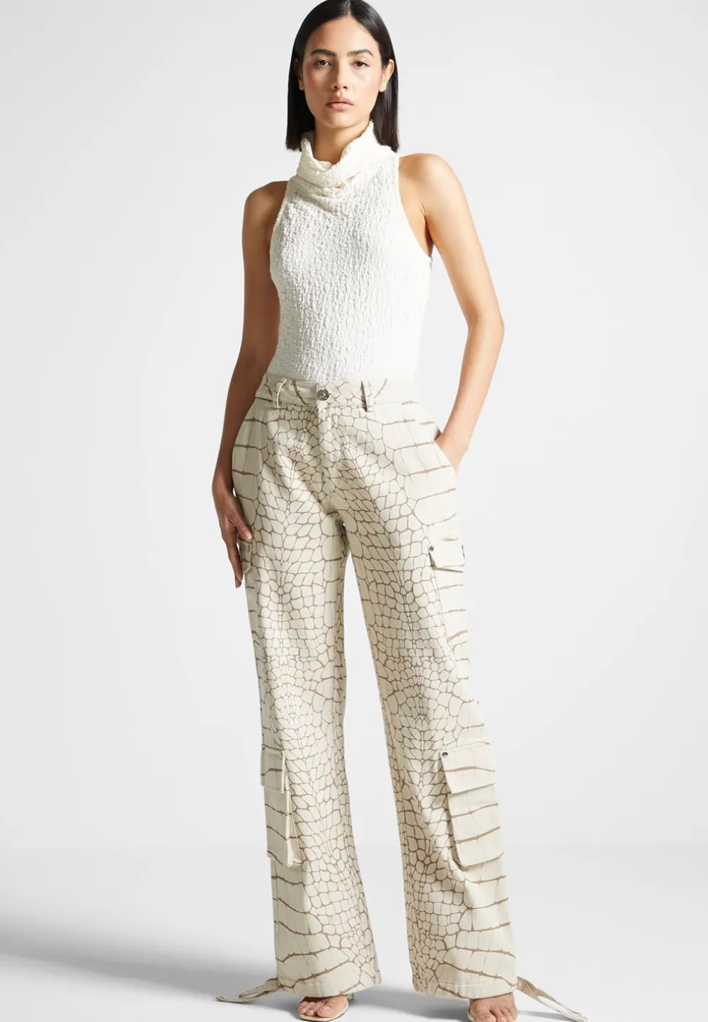 Seersucker Cowl Neck Bodysuit