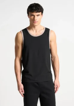 Seersucker Vest - Black/Beige