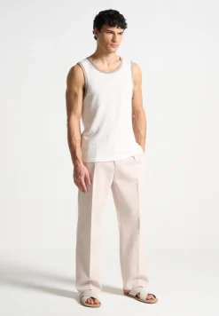 Seersucker Vest - White/Beige