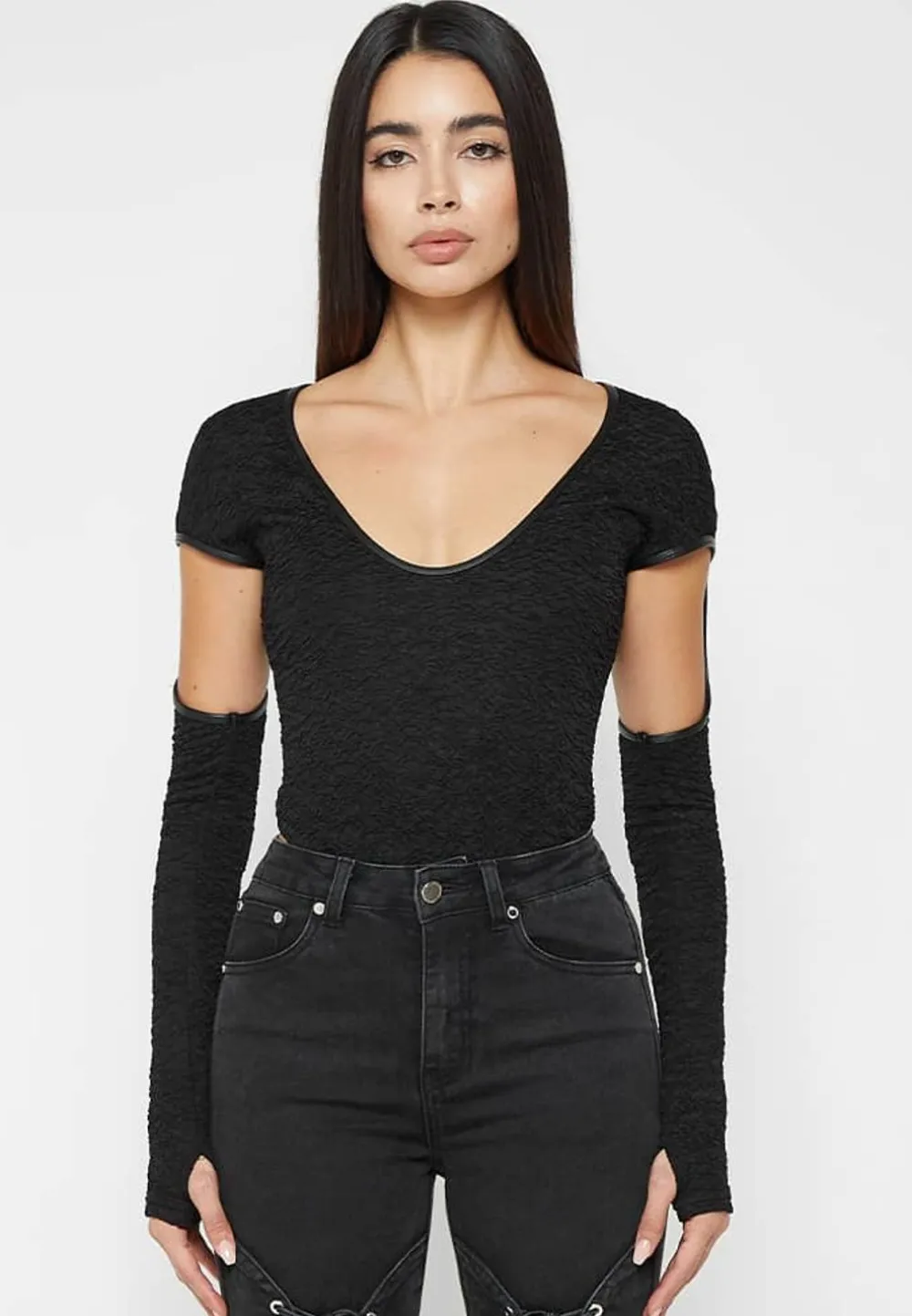 Shirred Cut Out Bodysuit