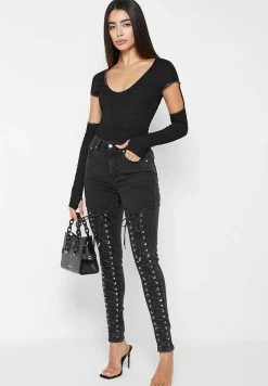 Shirred Cut Out Bodysuit