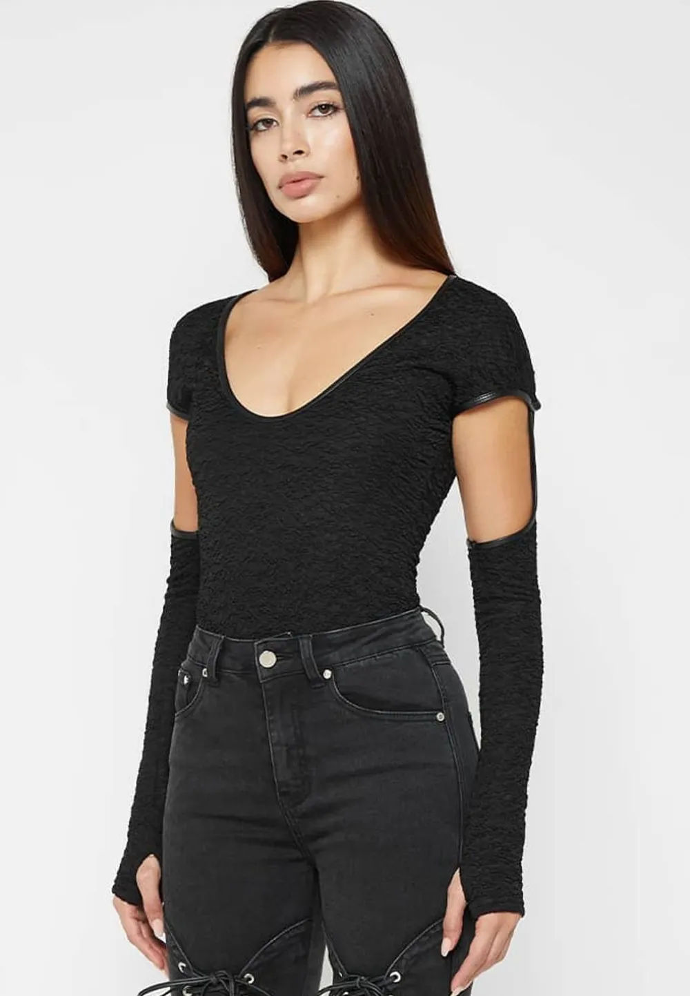 Shirred Cut Out Bodysuit