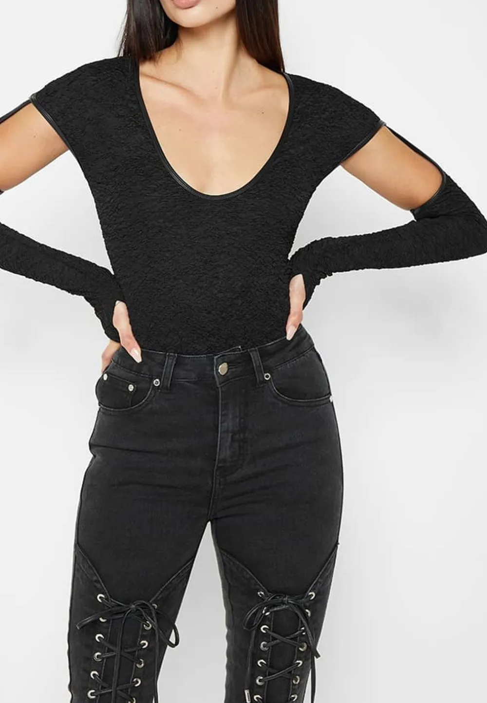Shirred Cut Out Bodysuit