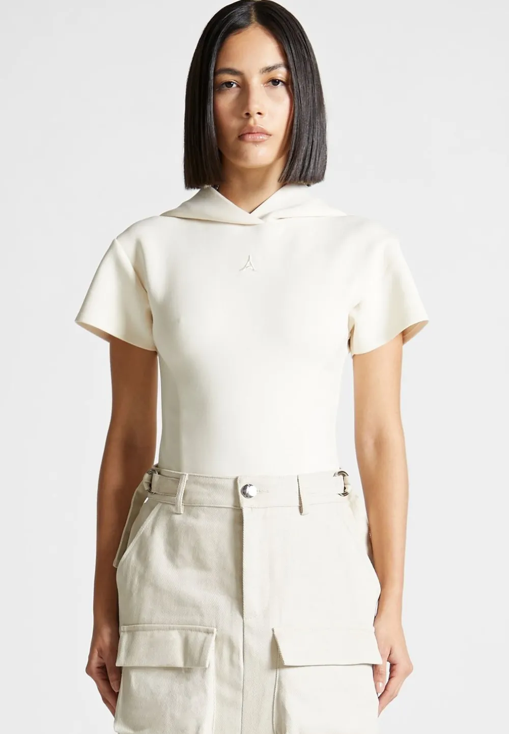 Short Sleeve Bodysuit With Hood