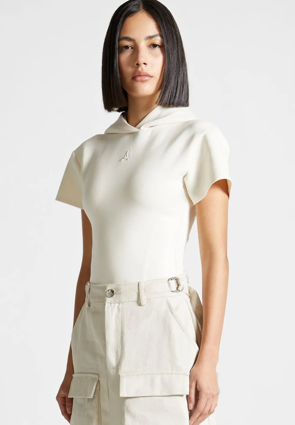 Short Sleeve Bodysuit With Hood