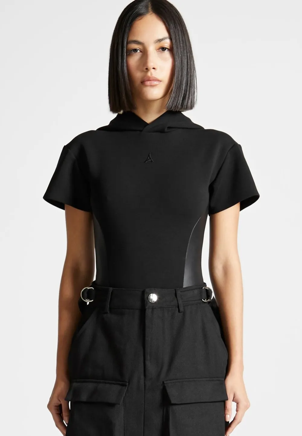 Short Sleeve Bodysuit With Hood