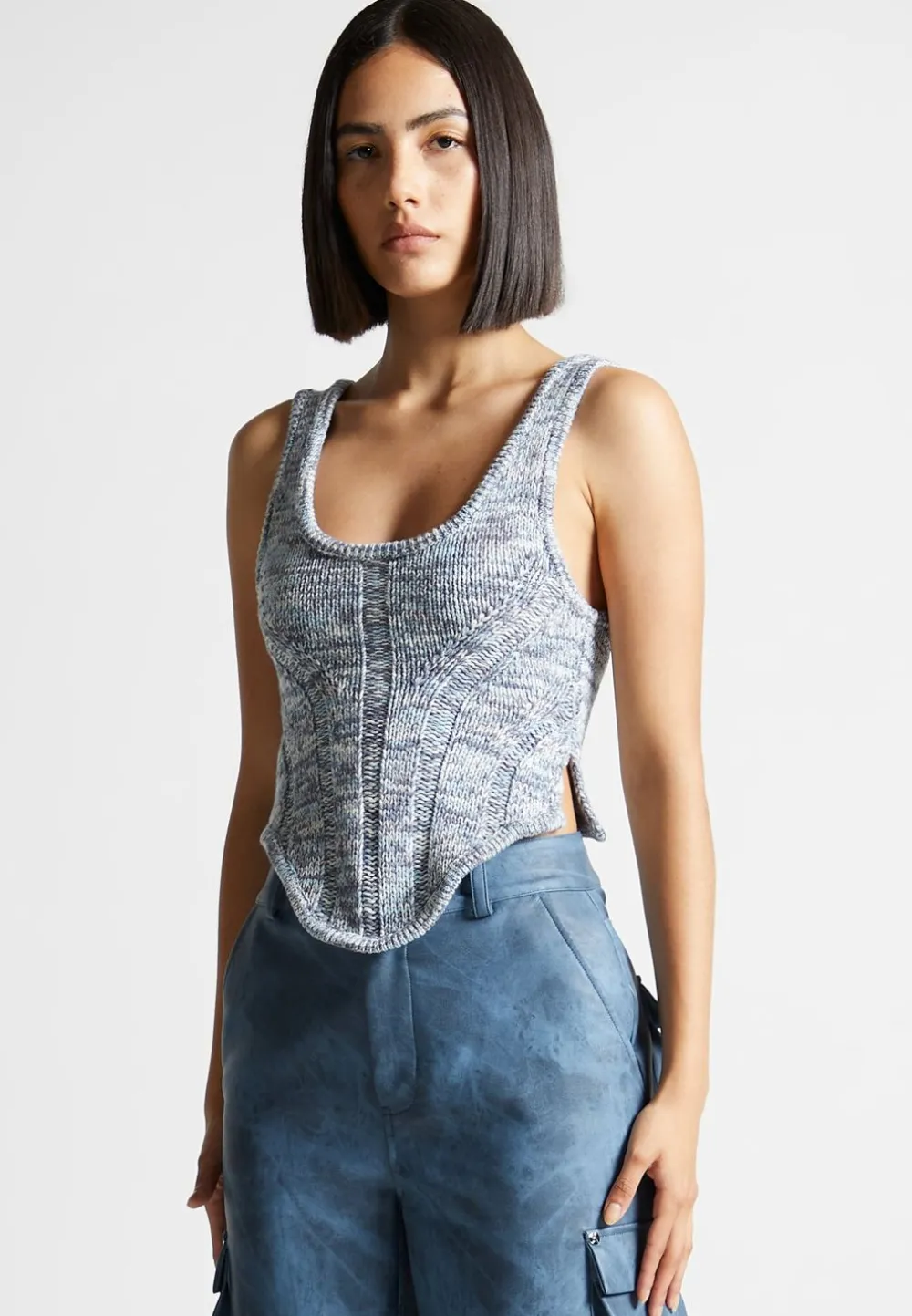 Space Dye Knit Corset Top