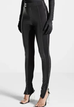 Split Vegan Leather Leggings