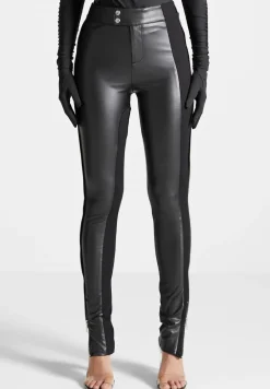Split Vegan Leather Leggings