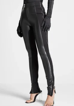 Split Vegan Leather Leggings