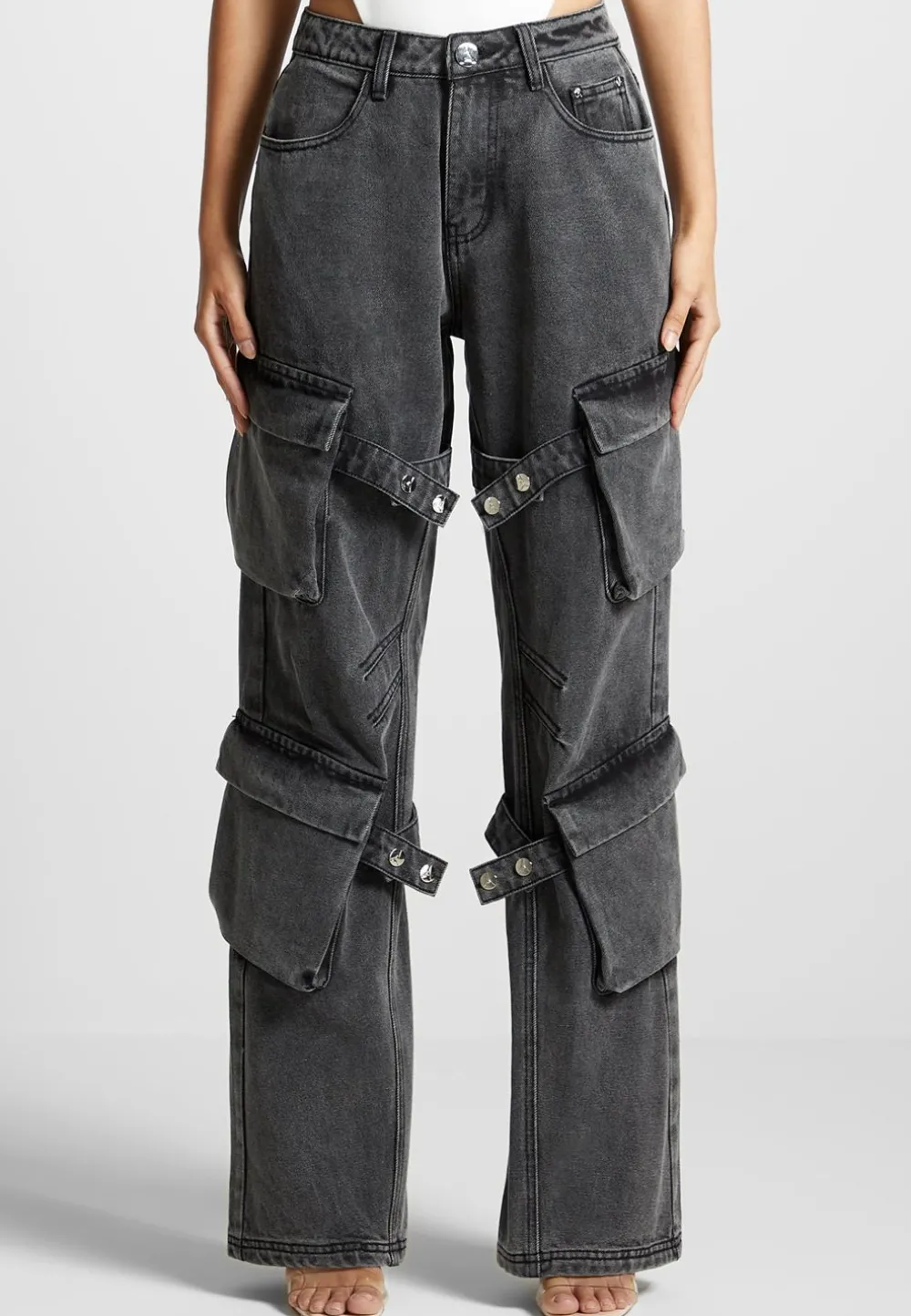 Strap Detail Cargo Jeans