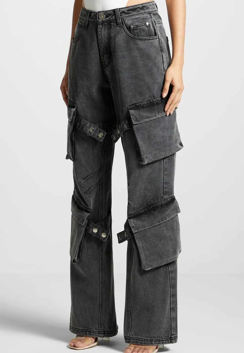 Strap Detail Cargo Jeans