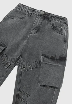 Strap Detail Cargo Jeans