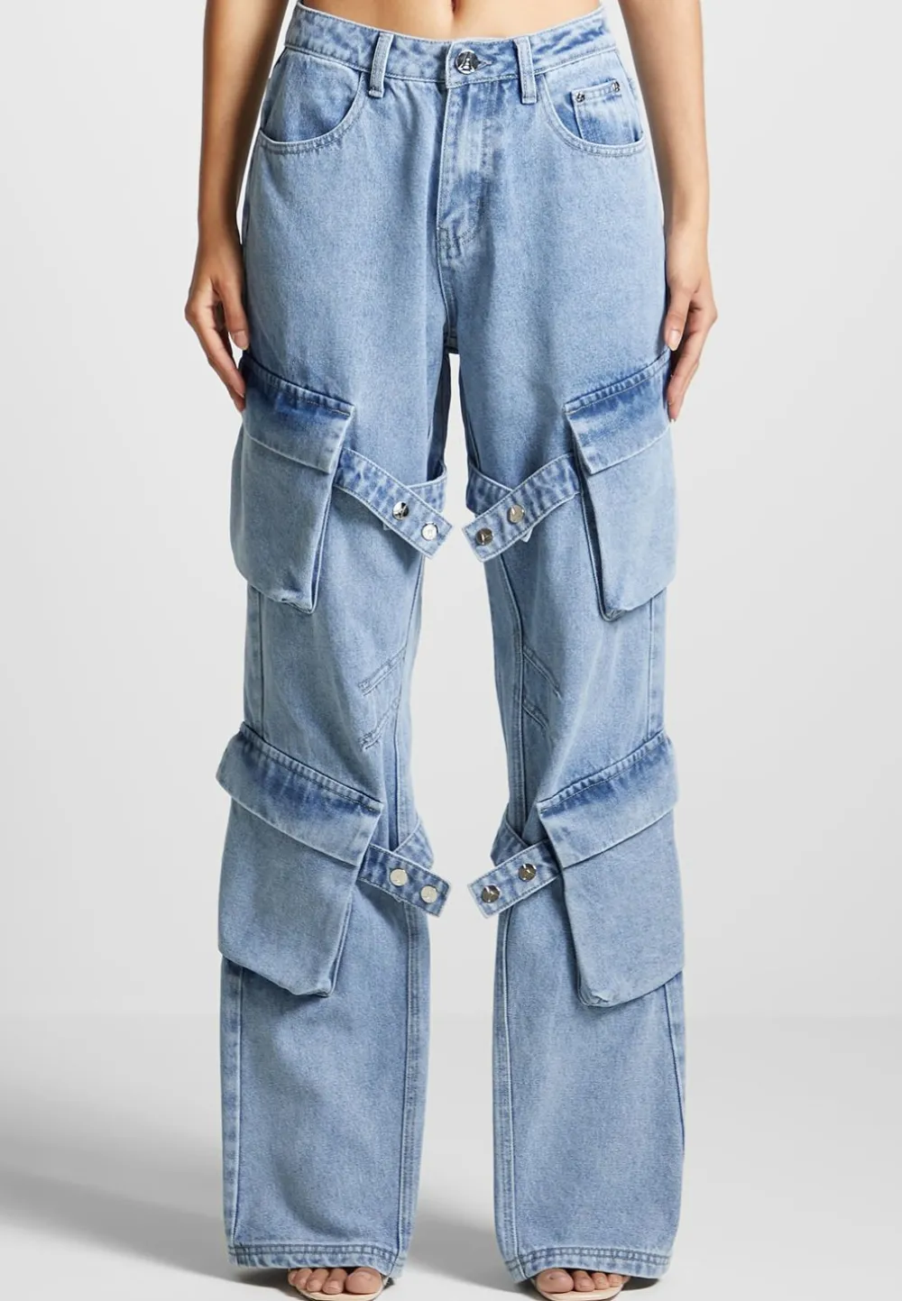 Strap Detail Cargo Jeans