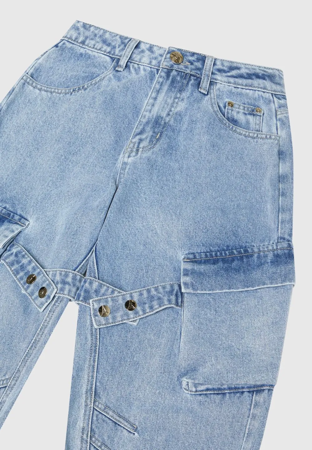 Strap Detail Cargo Jeans