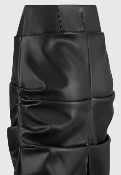 Tacked Vegan Leather Midaxi Skirt