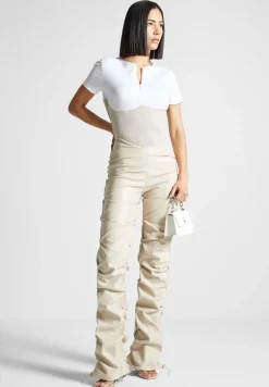 Tacked Vegan Leather T-Shirt Jumpsuit