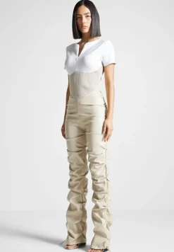 Tacked Vegan Leather T-Shirt Jumpsuit