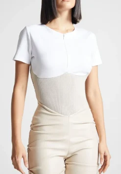 Tacked Vegan Leather T-Shirt Jumpsuit