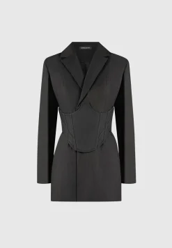 Tailored Blazer Dress With Reversible Corset