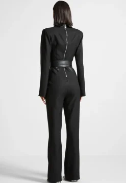 Tailored Fit And Flare Belted Jumpsuit