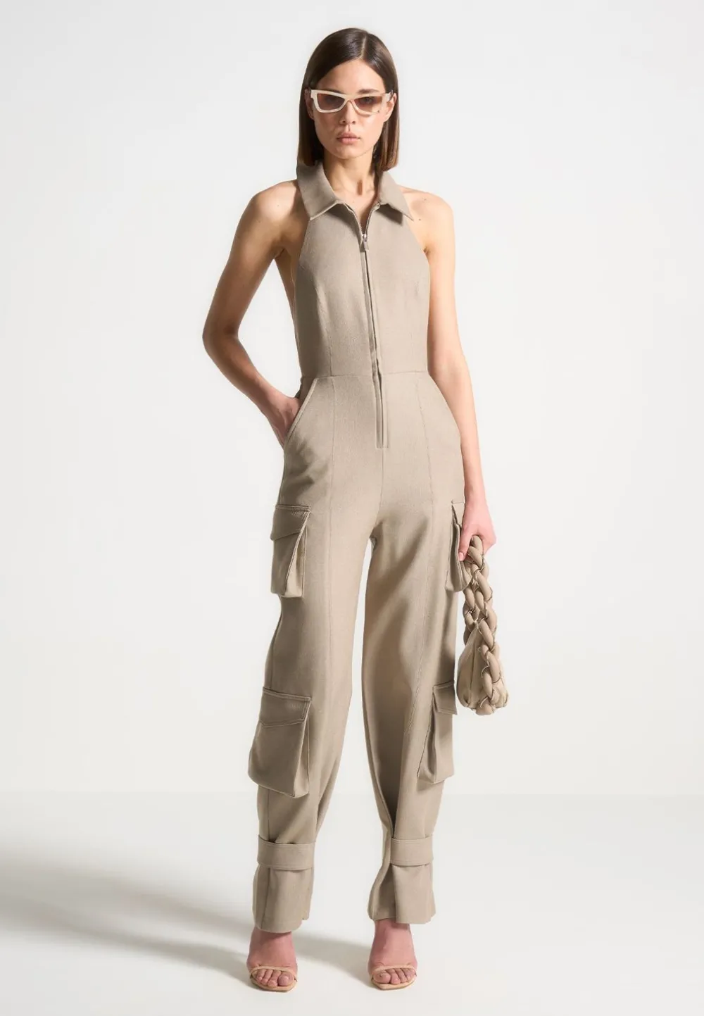Tailored Halterneck Cargo Jumpsuit