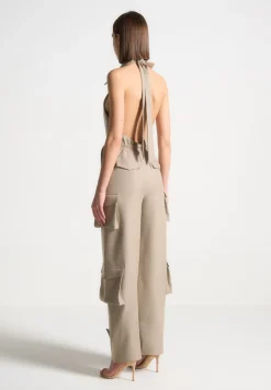 Tailored Halterneck Cargo Jumpsuit